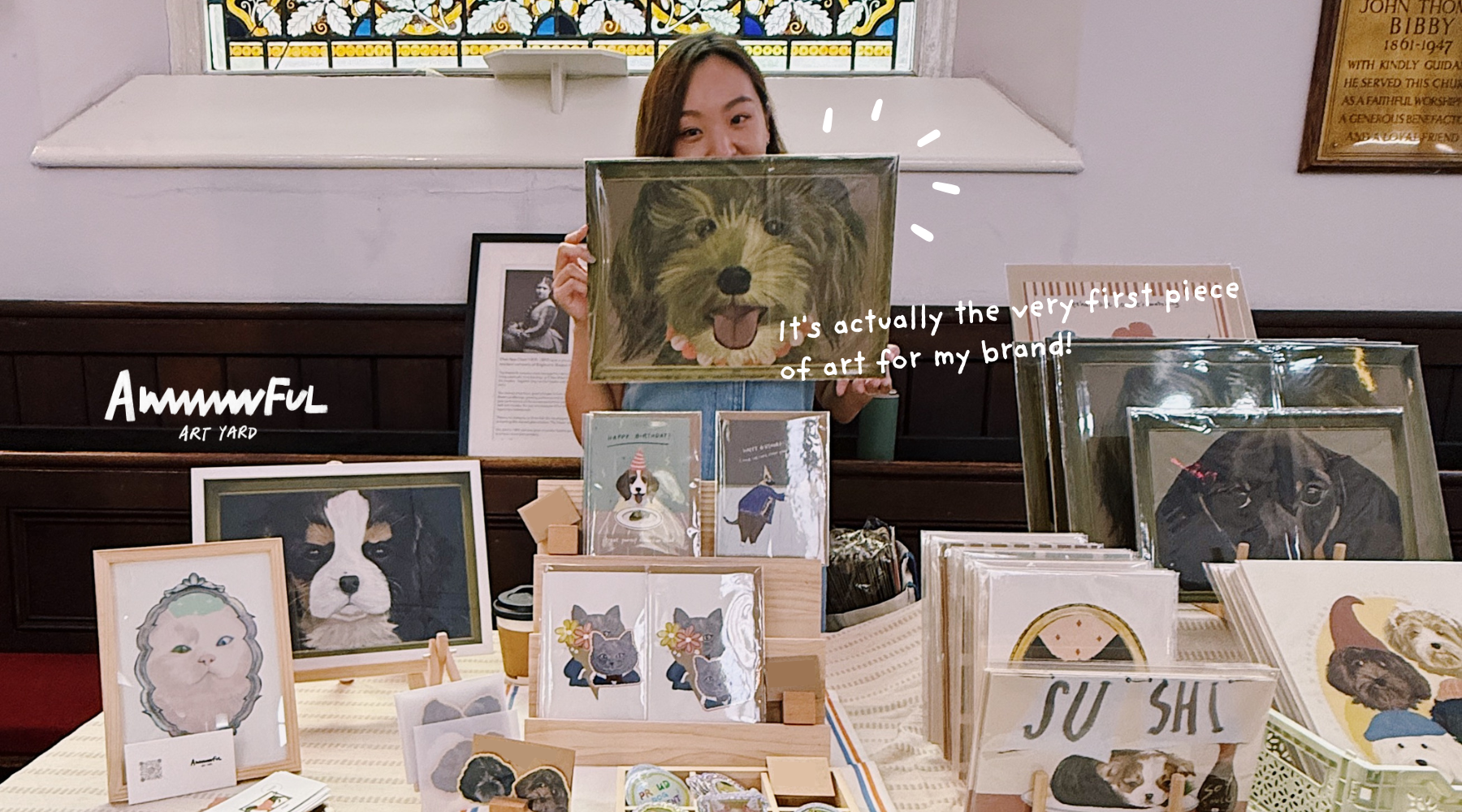 Independent artist stall at Brighton craft market - AWWWWFUL ART YARD