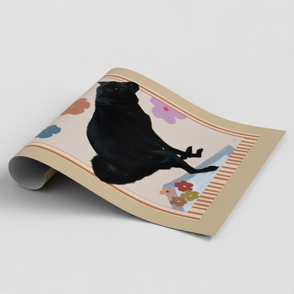 Printing of a funny black dog art print