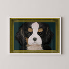 Unframed borderless art print of a cavalier king charles spaniel portrait in a white frame