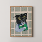 Professor Border Collie Dog Art Print
