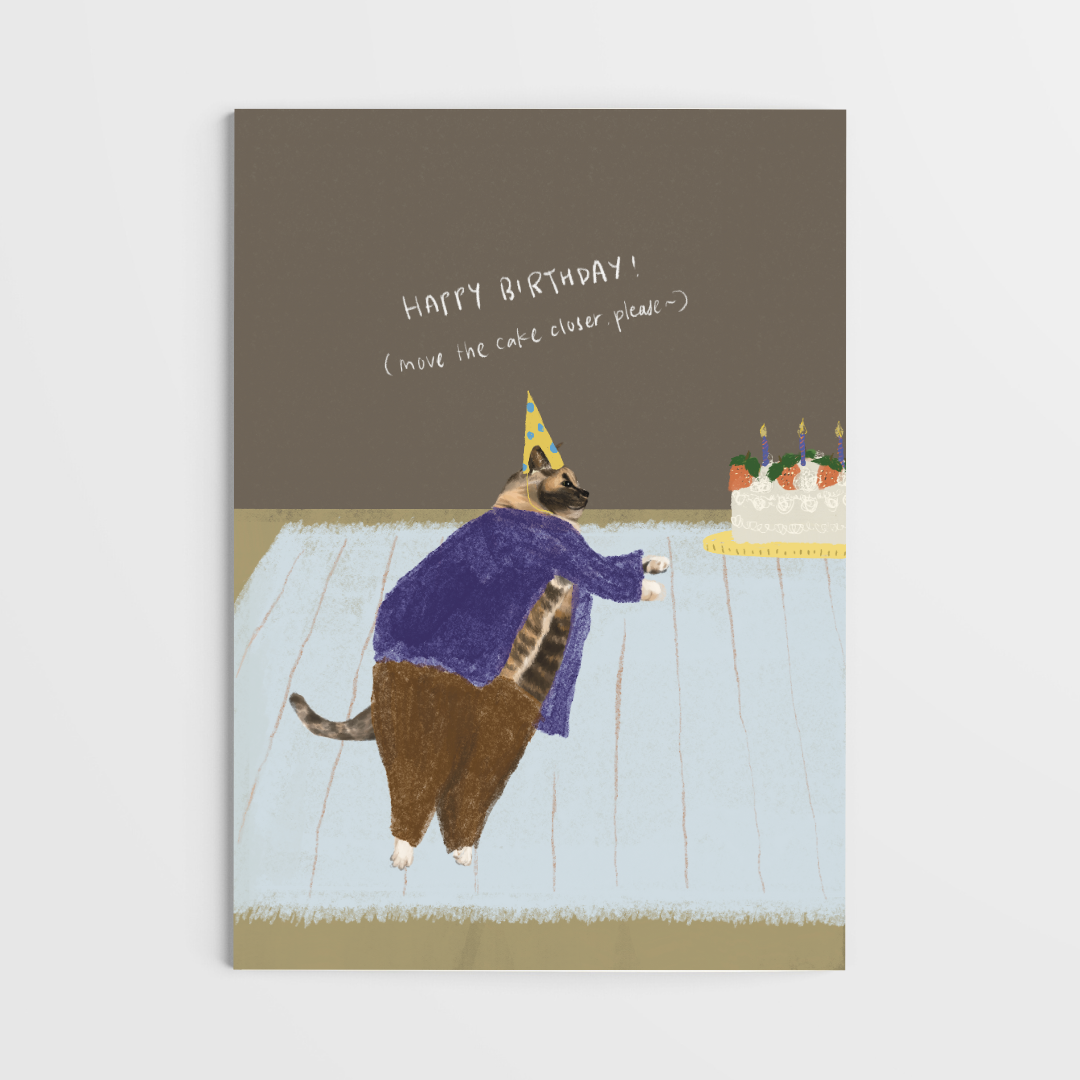 Lazy Cat Birthday Card A6