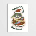 Meowy Grey Cat Christmas Card A6