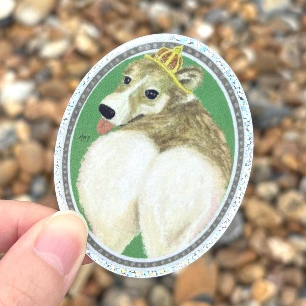 Glitter Corgi Sticker